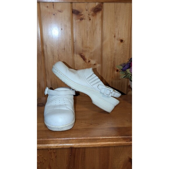 Dr Scholls AIR cradle White clogs Sz 7 Slip On Strap Gel Insoles Like Crocs shoe - Picture 2 of 11